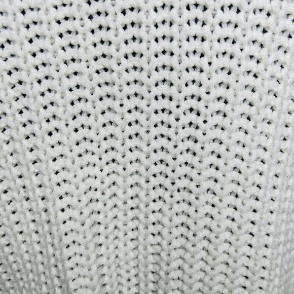 Love Tree Sz Small Cable Knit Crop Slouchy Fit White Sweater Distressed Fringe - Picture 10 of 10